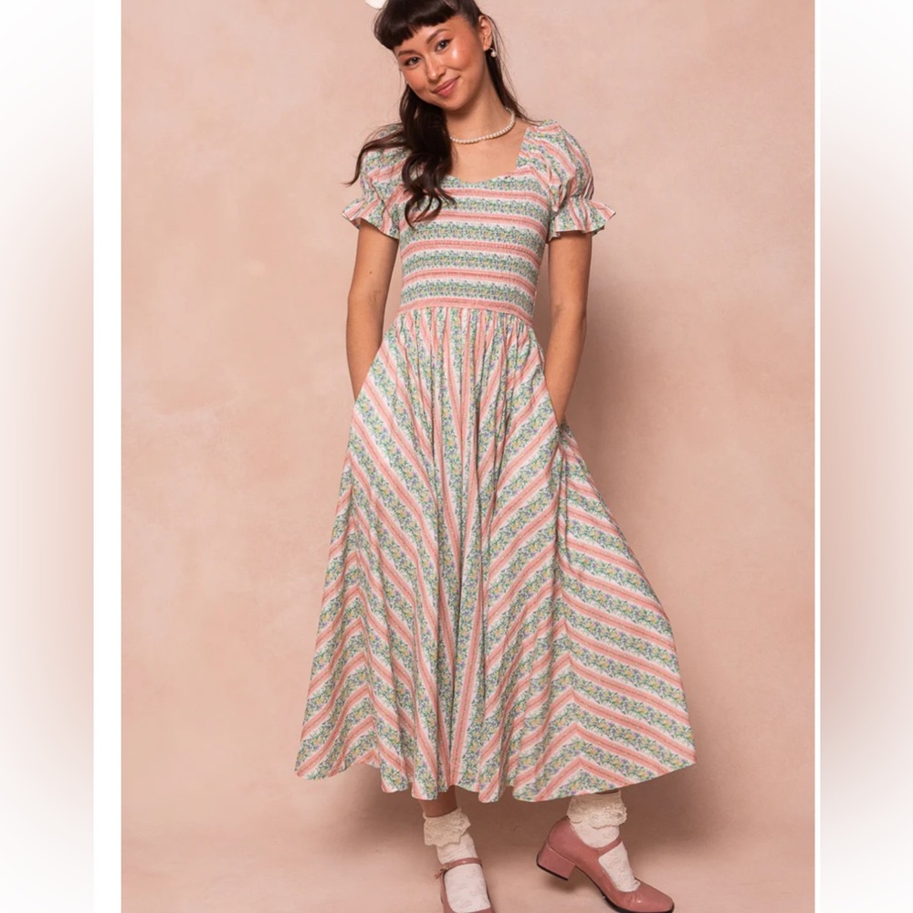 Ivy city Teagan Floral Striped Maxi Dress 3x